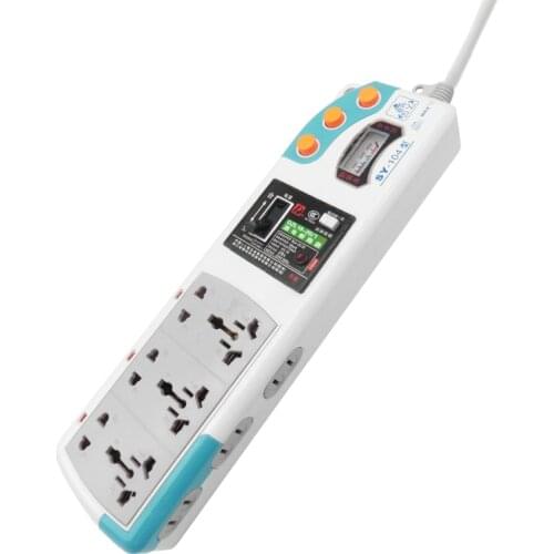 10A 250V 3500W Lightning/Leakage Protection Power Strip with Voltmeter 9AC Outlet Extension Power Cord Multipurpose socket