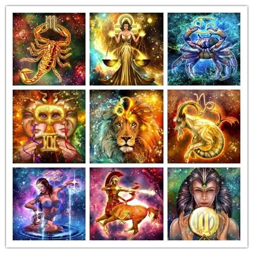 12 Constellations Jewel Cross Stitch Accessories 5D Diy Paint Arts and Crafts Kit for Adult Diamond Painting Accessories