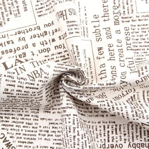 2015 New Print English Newspaper vintage fabric linen Fabrics For Tablecloths Cushion Pillow Linen Fabric 150*50cm M2