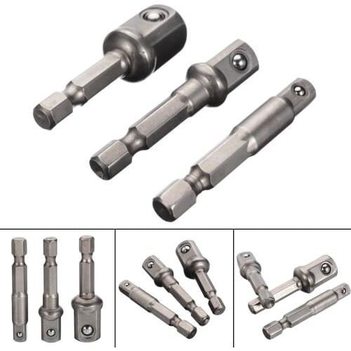 3pcs Hex Shank Wrench Drive Power Drill Socket Drill Adapter Socket Extension Bit 1/4 3/8 1/2 Screwdriver Tools
