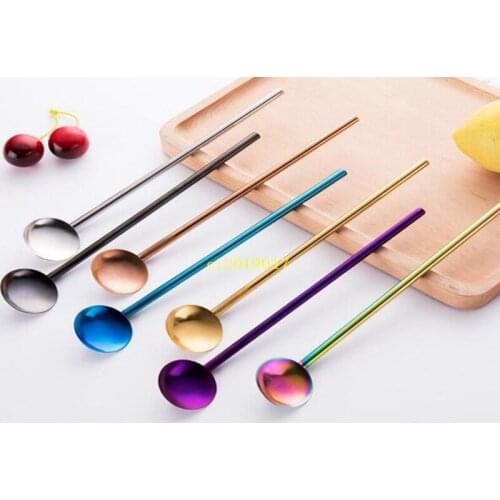 304 Stainless Steel Straw Spoon Multiuse Drinking Straw Teaspoon Long Handle Coffee Stirring Straw Spoon 300PCS