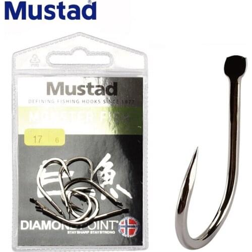5 Packs/lot Mustad13103 Barbed Hook Diamond Hook Tip Flat Big FishSeaAnglingCarbonSteel Hooks Ocean Fishing Special for Big Fish