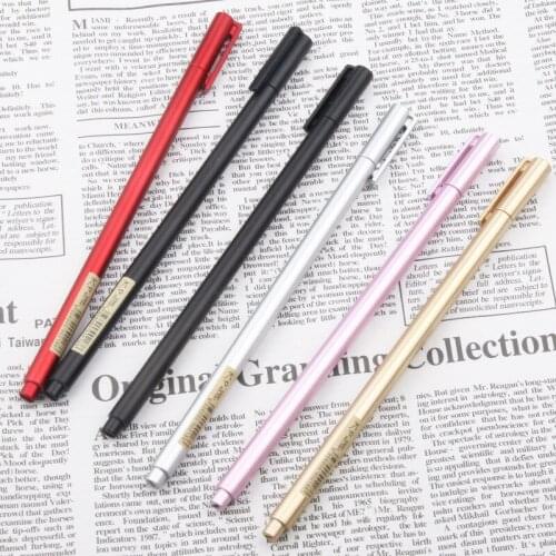50PCS Metallic Gel Pen Water-based Red, Black and Blue Pen Needle Replaceable Core 0.5mm Student Office Korean Stationery