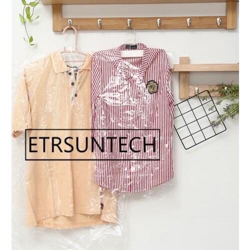 500pcs Disposable Plastic Transparent Garment Dust Cover Clothes Shop Hanging Pocket Storage Bag For Dry Cleaner