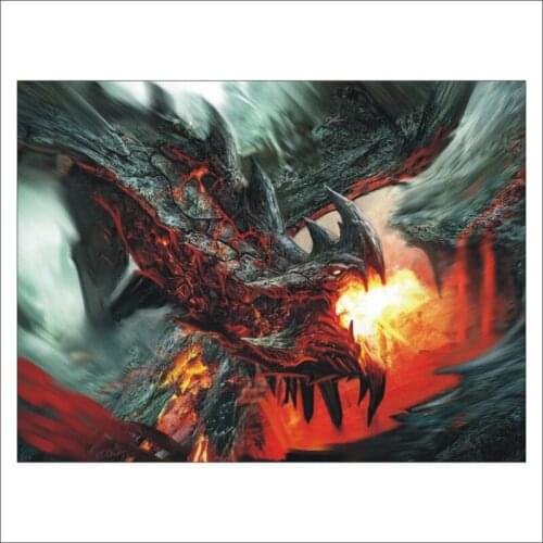 5D DIY Diamond Painting Fire Dragon Cross Diamond Diamond Home Decoration Wall Sticker T198