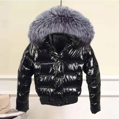 Promotion price!Fake Fur Detachable Womens Jacket Winter Hooded Warm Winter Coat Female Parkas Glossy Waterproof Outerwear