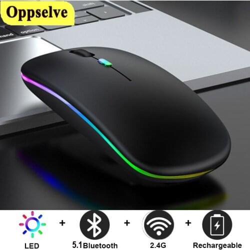 2.4Ghz Wireless Bluetooth Mouse with LED Optical Backlit USB Mice for Tablet Desktop Laptop Silent Home Office Game Mini Mause