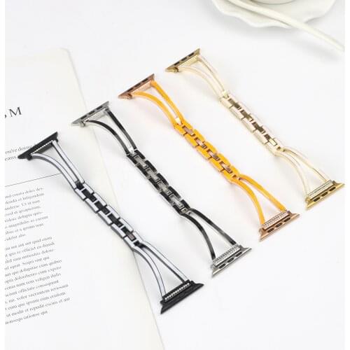 For Apple Watch Band 44mm 40mm 42mm 38mm Women Watch Bling Diamond Stainless Steel Bracelet for iWatch 6 5 4 3 2 1