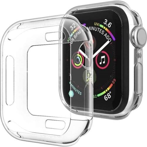 For Apple Watch Case Series 6 5 4 44mm Soft TPU Clear Protective Cover Bumper for Applewatch iWatch SE 40mm All Around Cases