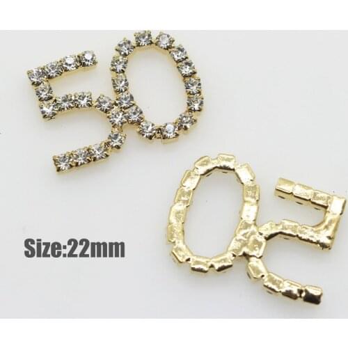 10 pcs / lot 22 mm Numbers 50 Rhinestone decoration button, fashion wedding dress accessories material