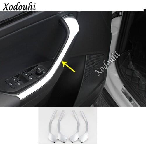For Skoda Kodiaq 2017 2018 2019 2020 Car Molding Door Window Glass Inner Panel Armrest Lift Switch Button Trim Frame 4pcs