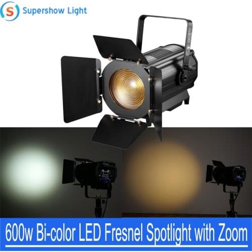 600W Bi-color LED Fresnel Spotlight With Zoom Studio Theater Light Aluminum Alloy 3000K-6000K Stage Lighting Euqipment