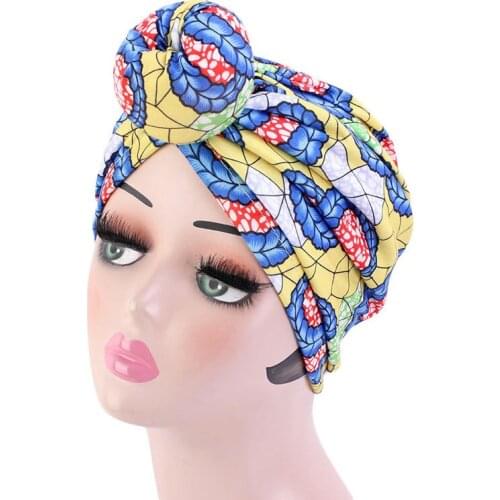 Ethnic Hat Style Big Ball Headscarf Women Headband Bonnets Fashion Decorative Hijabs For Women Sleeping Leisure Girls Turban