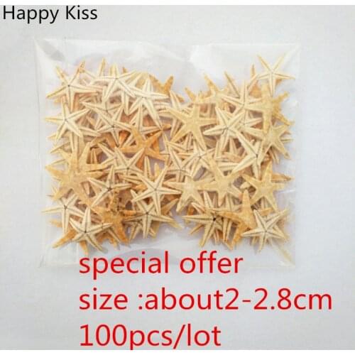 Happy Kiss 100pcs Small Starfish Star Sea Shell Beach Craft 2-2.8cm natural starfish sea star sea fish sea shells