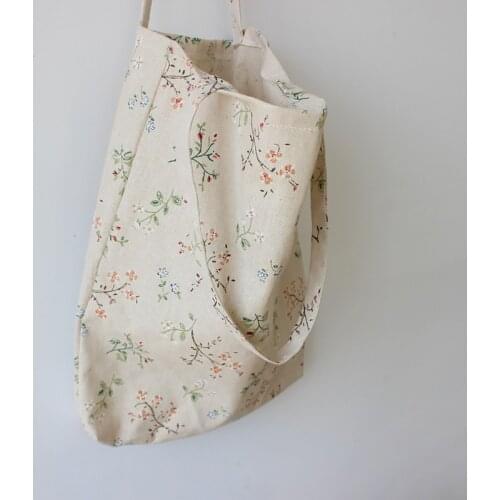 Cotton Linen Shopping Tote Bags Eco Friendly Reusable Carrying Canvas Shoulder Bag Big Capacity Printed Japanese Cloth Handbags