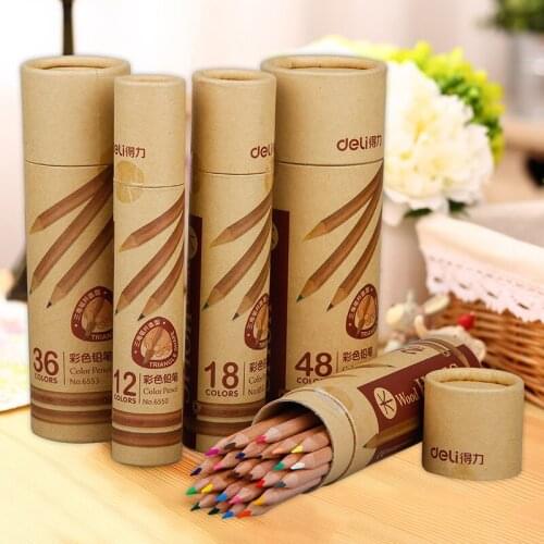 48 Color Pencils Pastille Nature wood Non-toxic Triangle Pole Drawing Stationery Office School Supplies Gift for Children kids
