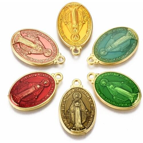 100pcs Mixed Color Brass Enamel Oval Pendants for necklace jewelry making, Long-Lasting Plated, Golden ,Two size choose F70