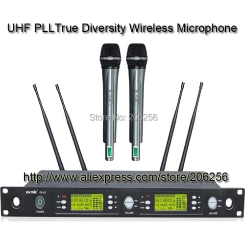 Hot Free shipping OK-4D/8H Professional UHF/PLL true diversity wireless microphone system wireless 8H dual handheld transmitter