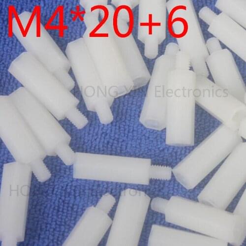 M4*20+6 White 1pcs Nylon Standoff Spacer Standard M4 Plastic Male-Female 20mm Standoff Kit Repair Set High Quality