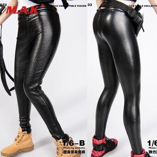 1/6 Scale Female Figure Accessory Sexy Fashion Black Leathert Trousers Tight Pants/Elastic Pants Accessory Model for 12'' Body