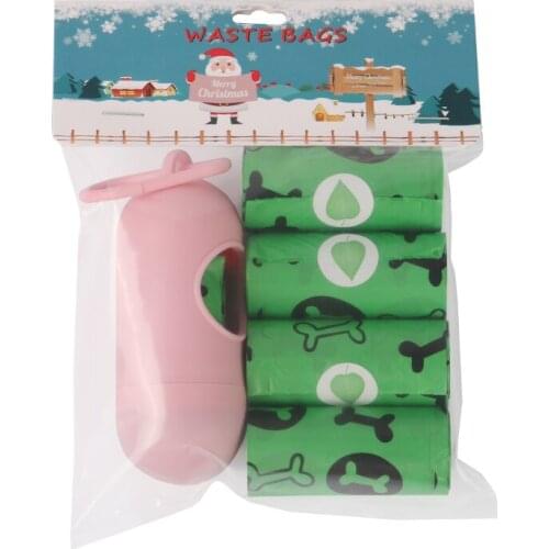 Christmas Special Style Dogs Poop Bag Biodegradable Dog Poop Bags Pet Waste Bags Pink Clean Up Refill Rolls Pet Poop Bags