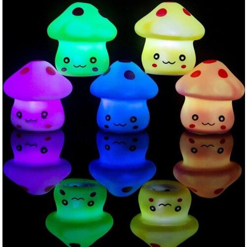 Soft Baby Child Bedroom Sleeping Nightlight 6.5cm Color Changing LED Mushroom Lamp Party Lights Cute Novelty Luminous Toy Gift