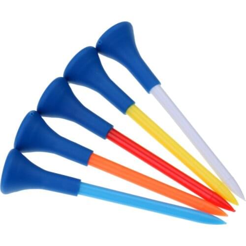 Set of 5 Plastic & Rubber Cushion Top Golf Tees Golfer Gift 70mm/2.75inch - Random Color