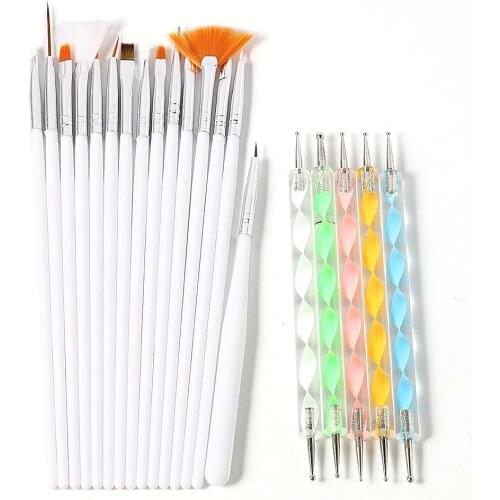 New 20 pcs/Set Nail Art Manicure Gel Design Pen Painting Polish Brush Dotting Drawing Tools Set Acrylic Brush Ongles Unghie