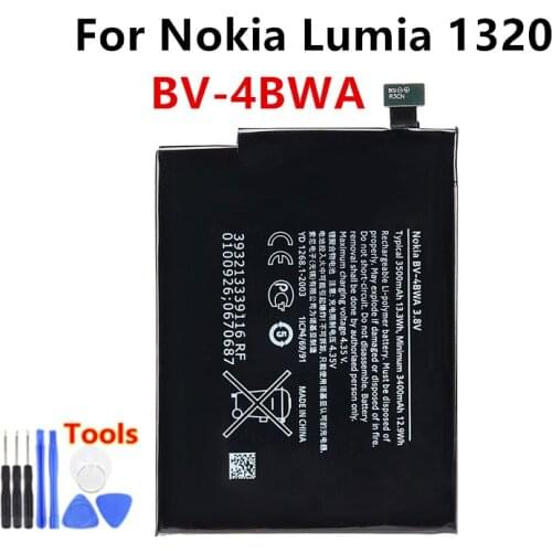 Original BV-4BWA 3400mAh Replacement Battery For Nokia Lumia 1320 Built-in BV4BWA /BV 4BWA Li-Polymer Batteries + Free Tools