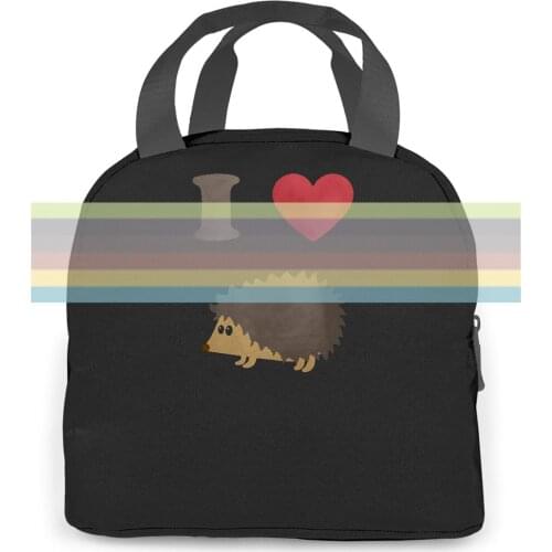 Custom Crew Neck I Love (Heart) Hedgehogs for Brand 2018 women men Portable insulated lunch bag adult