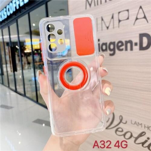 Finger Ring Transparent Anti-fall Shell Protective Cover For Samsung Galaxy A72 A52 A32 4G A12 5G S21 Ultra S21FE Phone Case