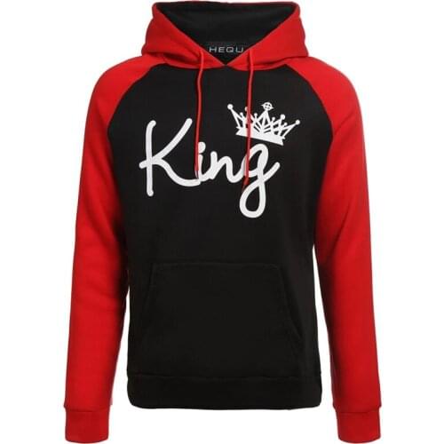 Dropship High Quality Sweatshirt Women Men Lover Pullovers Couple QUEEN KING Printing Hoodies Parchwork Patchwork Tops Tracksuit