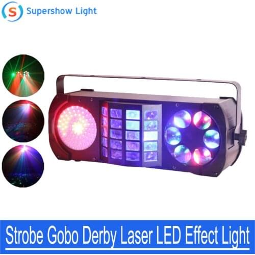 RGBW Multi Color DMX 512 Strobe Gobo Derby Laser LED Effect Stage DJ Light for Stage Decoration