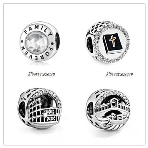 925 Sterling Silver Charm Vintage Openwork Venice Rialto Bridge Beads Fit Women Pandora Bracelet & Necklace DIY Jewelry