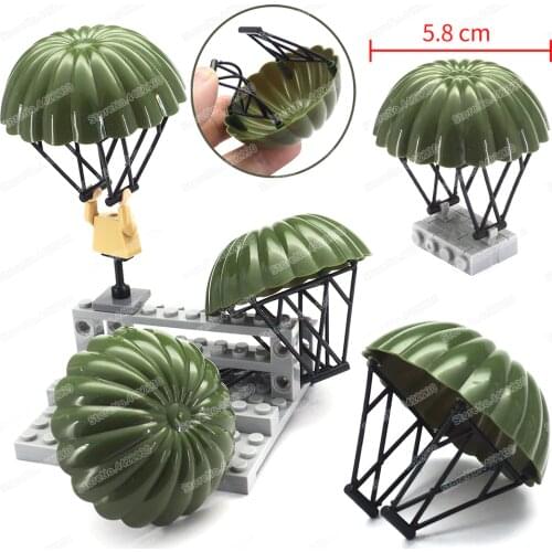 Military Classic WW2 Soldier Parachute Building Block Moc Green Figures Decoration Model Child Christmas Gifts Boys Creator Toys