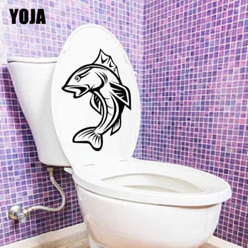 YOJA 19.5X24.6CM Interesting Bass Fish Toilet Decal Living Bedroom Home Wall Sticker Decor T5-0408