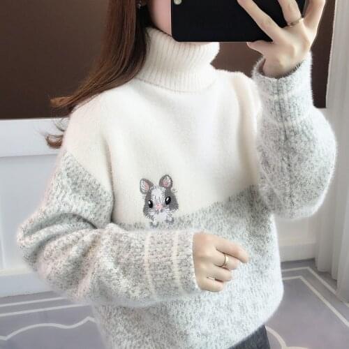 Ladies Turtleneck Sweater Loose Outer Wear Autumn And Winter Japanese Lazy Thick Sweater SA241