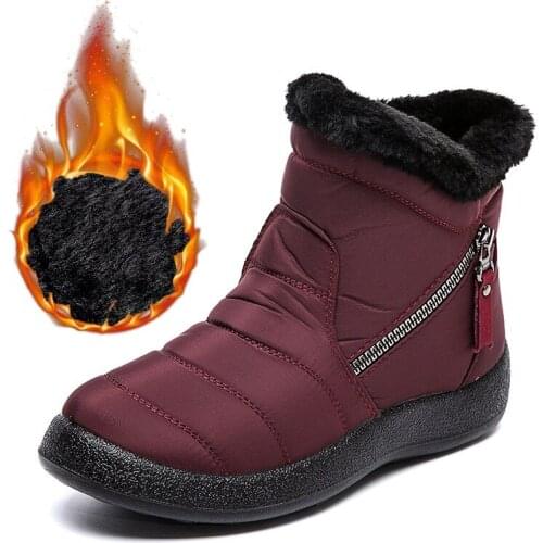 Women Boots 2021 New Winter Boots For Women Waterproof Warm Snow Botas Mujer Zipper Ankle Boots Low Heels Winter Shoes Women