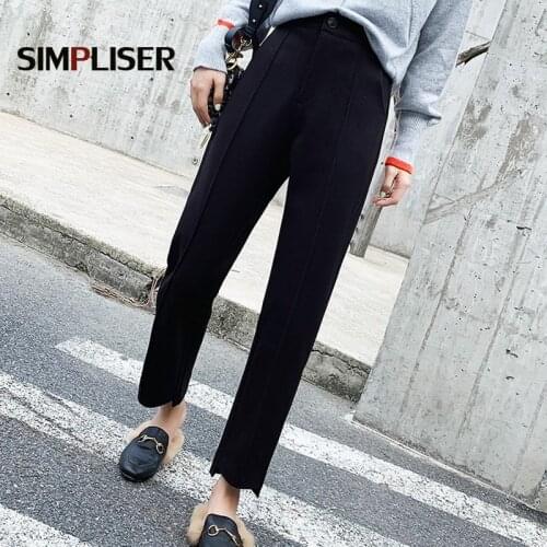 Ankle Length Women Woolen Straight Pants Black Beige Suit Trousers Office Lady Work Wear Harem Pants Plus Size 4XL Elastic Waist