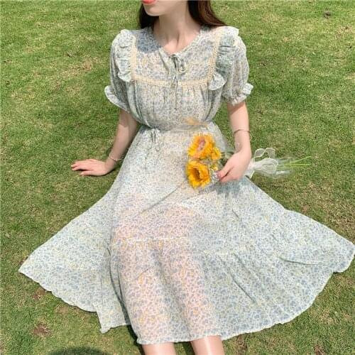 Floral Chiffon Long Spring Summer Clothes Dress For WomenS Vetement Femme 2021 Sukienka Sundress Vintage Casual Dress Female