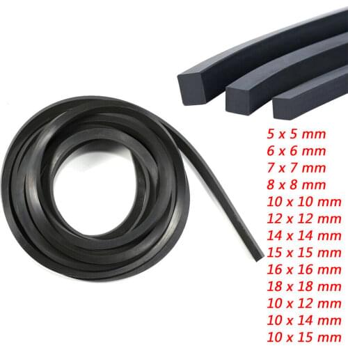 1Meter Fluororubber Square Sealing Strip Diameter 5-18mm Black Solid FKM Fluorine Rubber Cabinet Door Seal Bar