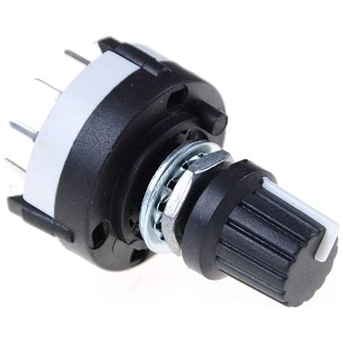 1pc 17g 4P3T Single Deck Rotary Switch Band Selector 4 Pole 3 Position with Knob Black high quality