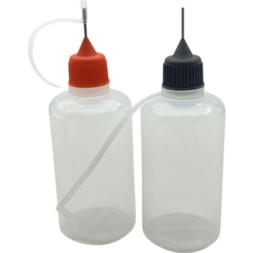 1pcs PE Empty 50ml Soft Plastic Dropper Bottles With Metal Needle Colorful Cap E Liquid Vial