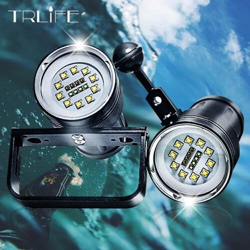 2 in 1 10x L2 Diving Flashlight 500M Underwater Divi Submarine Torch Waterproof UV Lamp Red Light 18650 for Photography