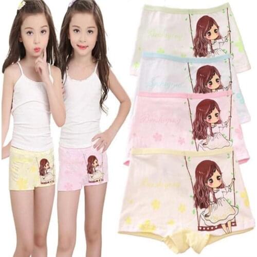 4pcs Cartoon Kids Panties Soft Girls Underwear Briefs Children Girls Pantis Short