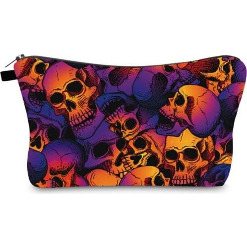 4 Styles Fashion Skull Pattern Womens Cosmetic Bag Travel Storage Bag Portable Wash Bag Clutch