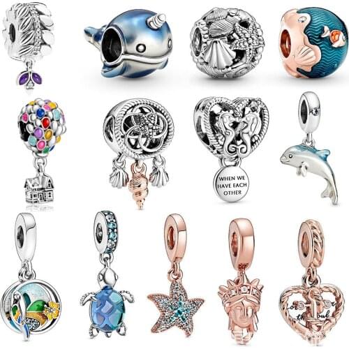 5PCS Ocean Series Enamel Whale Shell Conch Heart Seahorse Starfish Charms Beads fit Pendant Bracelet Necklace DIY Women