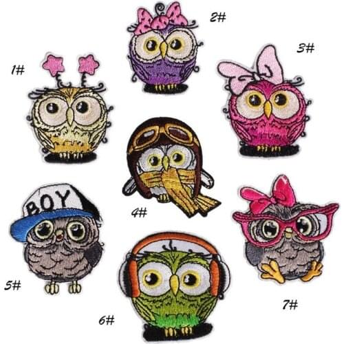 50pcs/lot Owl Embroidery Patches Letters Clothing Decoration Accessories Diy Iron Heat Transfer Applique Iron on Patches