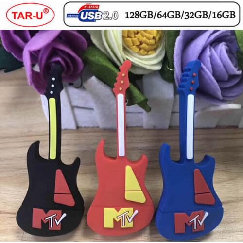64GB Plastic Guitar usb flash drive high quality 32GB flash pen drive gift key memory