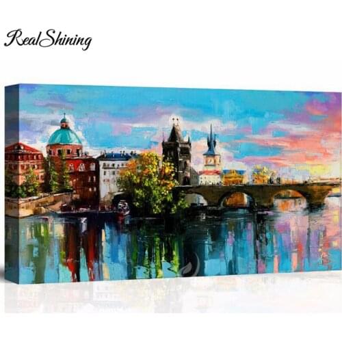 Mosaic Picture square Diamond Embroidery"Prague Charles Bridge"5D Diy Diamond Painting Full round Diamond Rhinestones FS4192